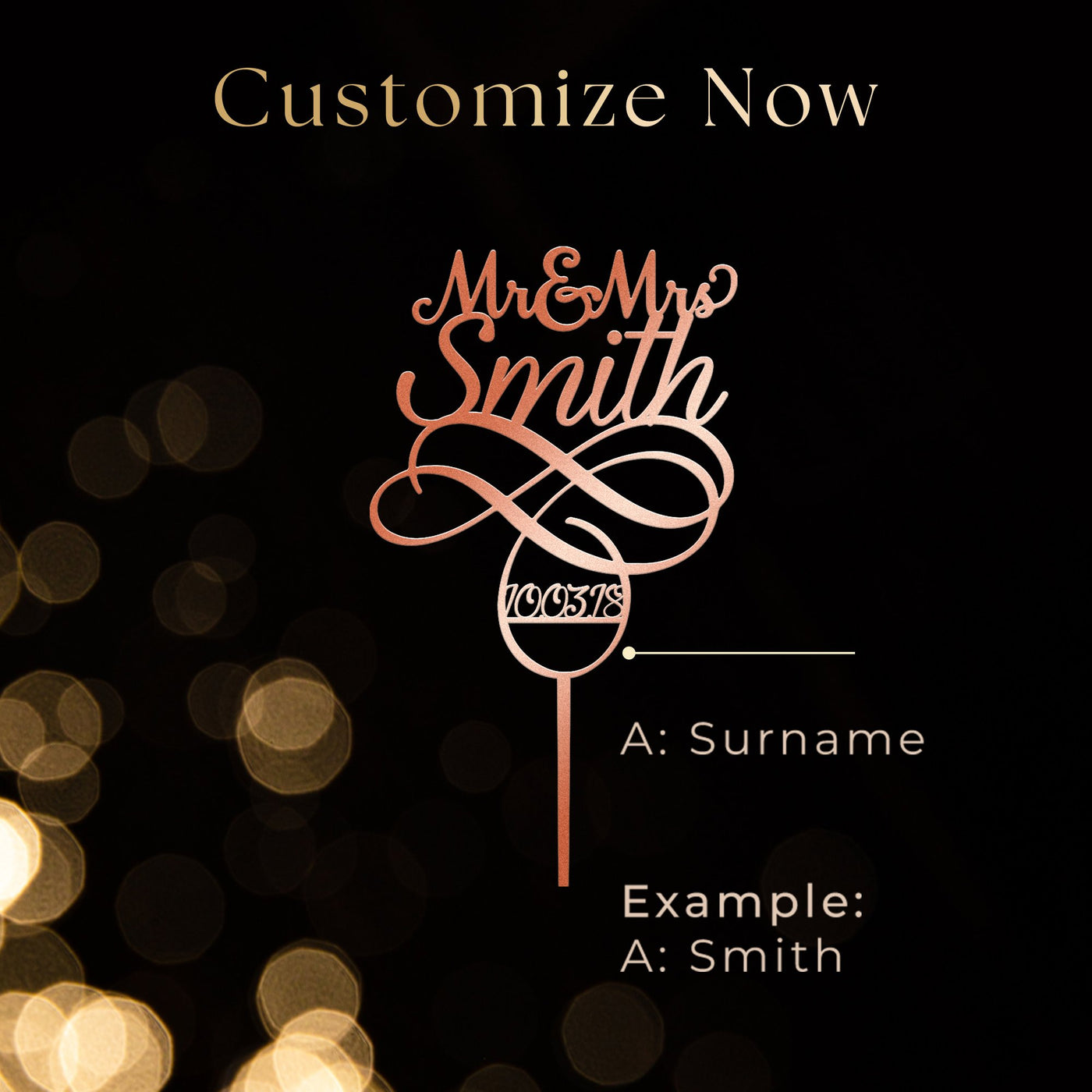 Unique and Custom Wedding Cake Toppers - Personalized with Mr & Mrs Surname