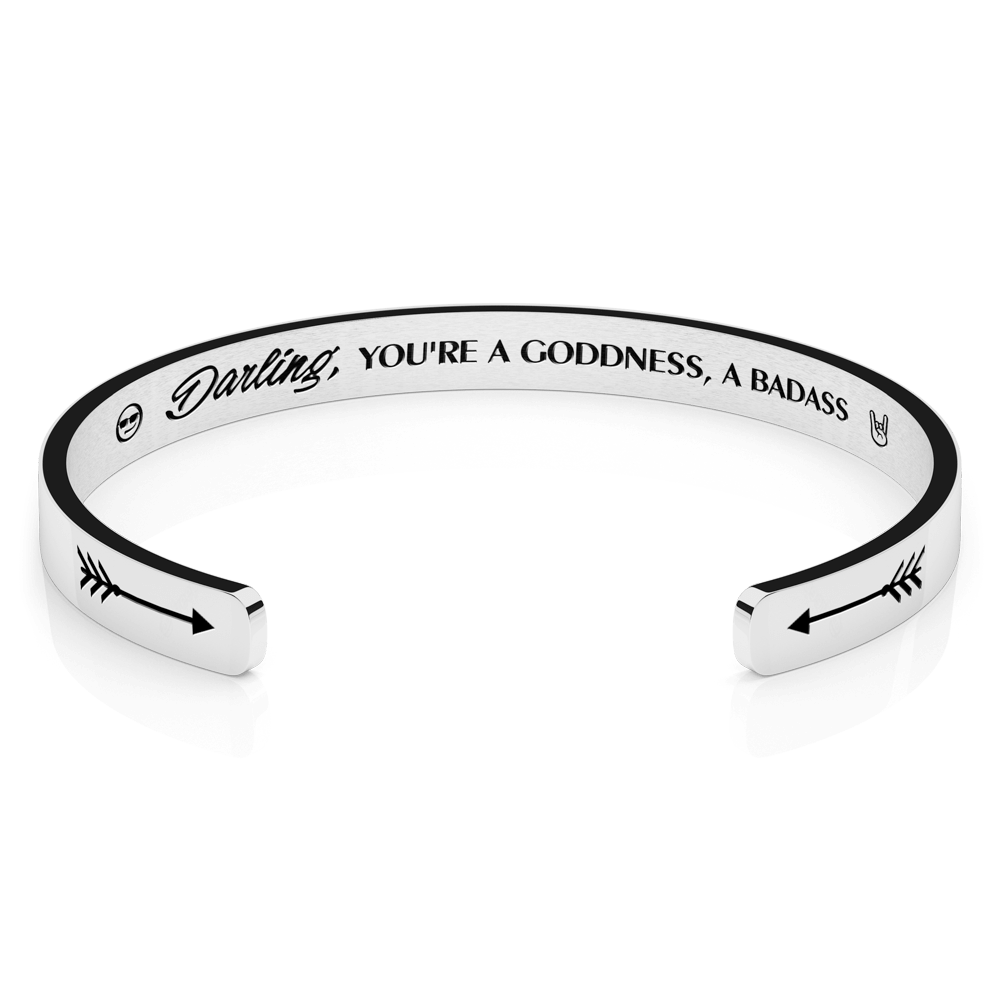LUXTOMI Personalized Bracelet Darling,YOU'RE A GODDNESS, A BADASS
