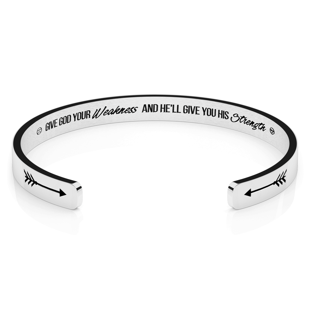 LUXTOMI Personalized Bracelet Give God your Weakness and he'll give you his Strength.
