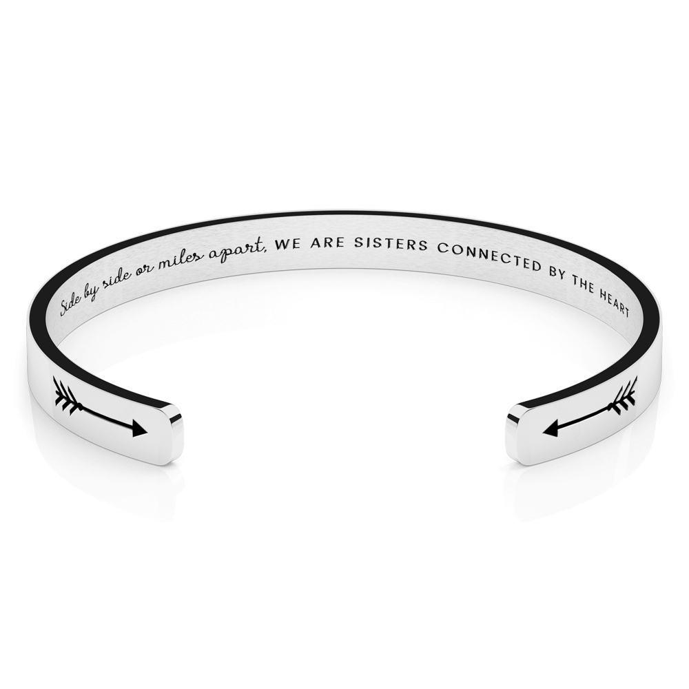 LUXTOMI Personalized Bracelet Side by side or miles apart, we are sisters connected by the heart