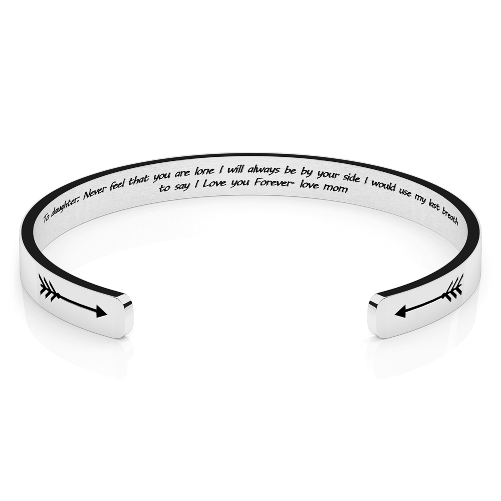 LUXTOMI Personalized Bracelet To daughter: Never feel that you are lone I will always be by your side I would use my last breath to say I Love you Forever. love mom
