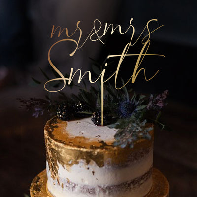 Uniquely Ours: Custom Wedding Cake Topper with Personalized Surname and Elegant Design to Celebrate Our Union