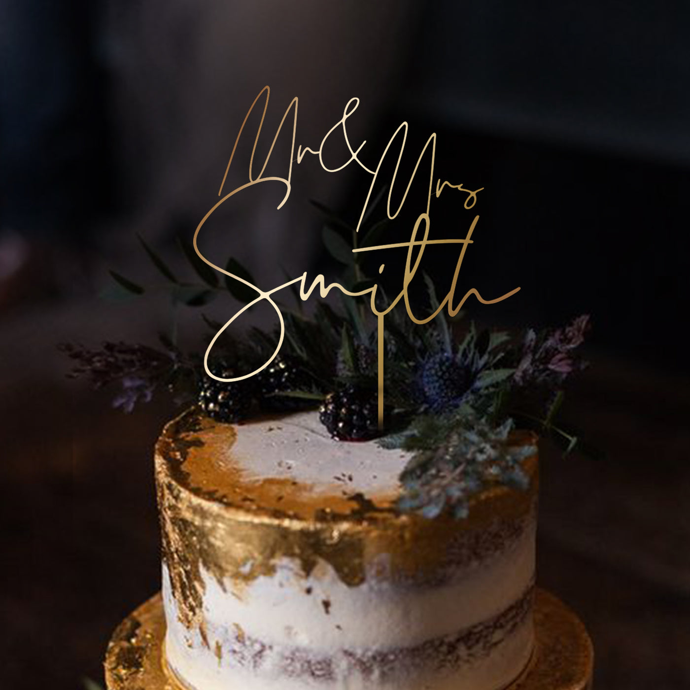 Uniquely Ours: Custom Wedding Cake Topper with Personalized Surname and Elegant Design to Celebrate Our Union