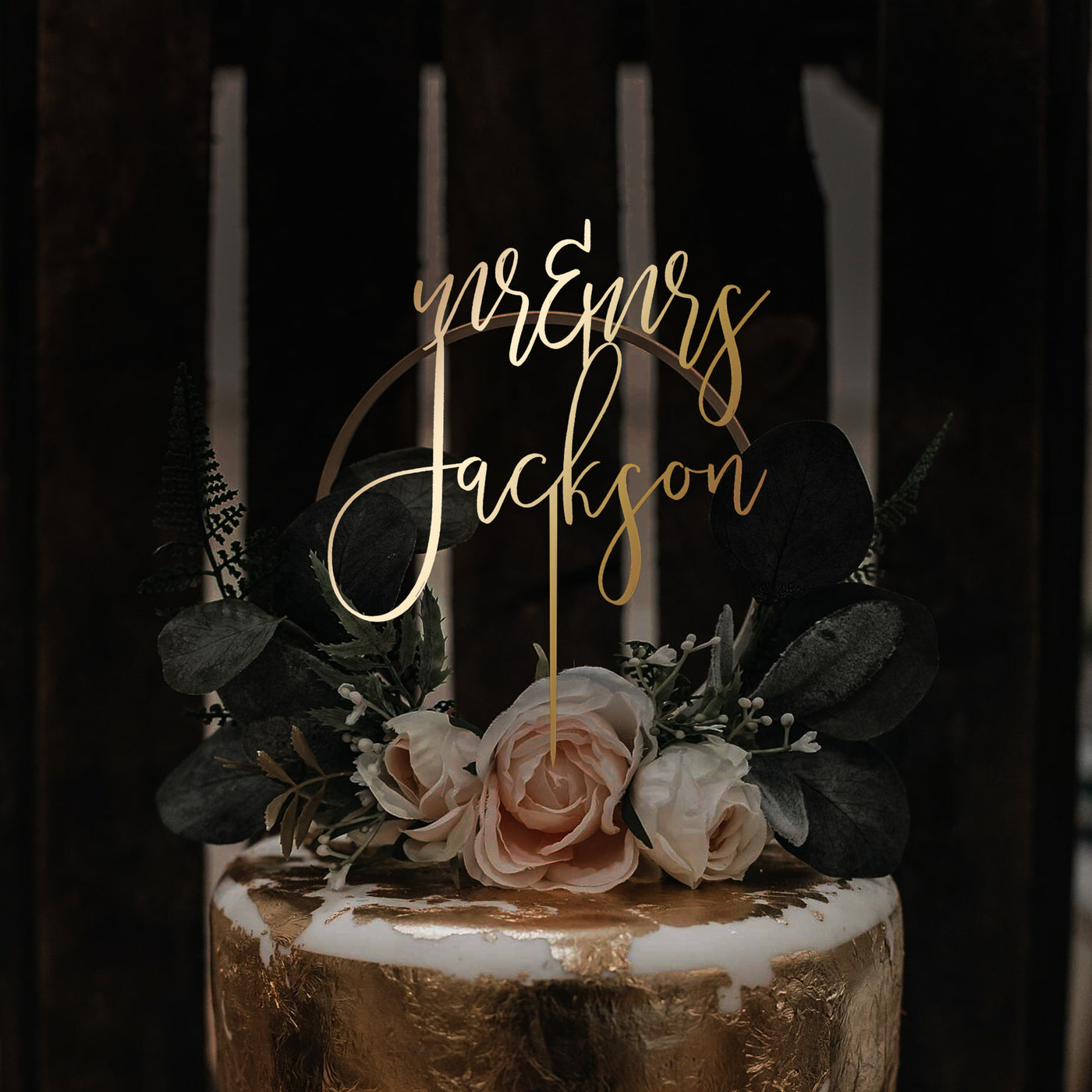 Uniquely Ours: Custom Wedding Cake Topper with Personalized Surname and Elegant Design to Celebrate Our Union