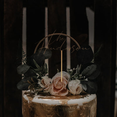 Uniquely Ours: Custom Wedding Cake Topper with Personalized Surname and Elegant Design to Celebrate Our Union