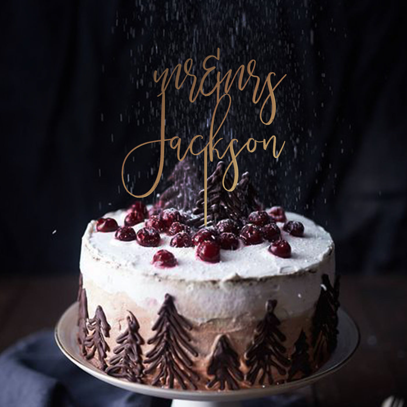 Uniquely Ours: Custom Wedding Cake Topper with Personalized Surname and Elegant Design to Celebrate Our Union