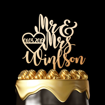Handcrafted Wedding Cake Toppers - Custom Mr & Mrs Surname Toppers for Your Cake