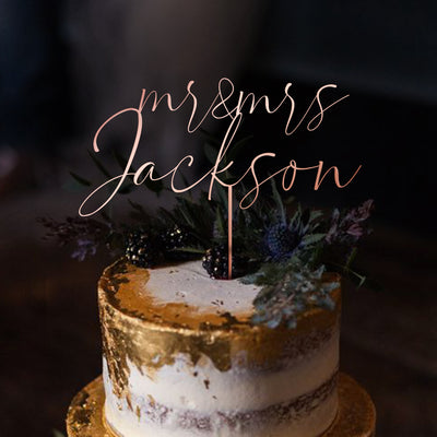 Elegant Wedding Cake Toppers - Customized Toppers with Surname and Date