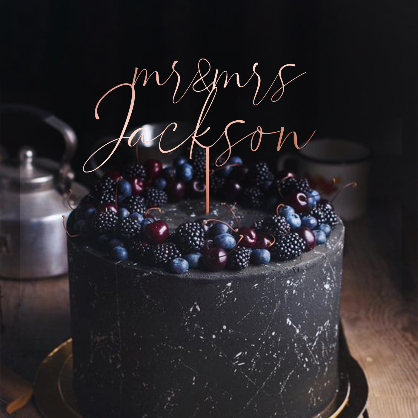 Elegant Wedding Cake Toppers - Customized Toppers with Surname and Date