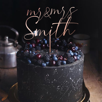 A Symbol of Our Love: Personalized Cake Topper with Last Name and Date to Grace Our Wedding Cake
