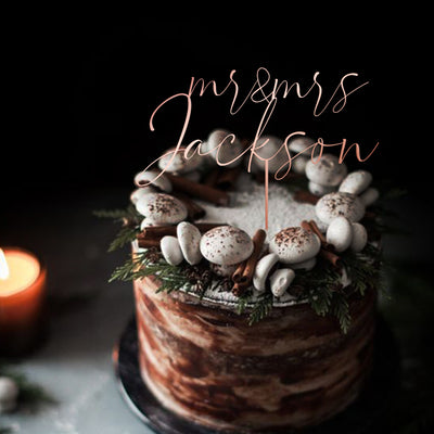 A Symbol of Our Love: Personalized Cake Topper with Last Name and Date to Grace Our Wedding Cake