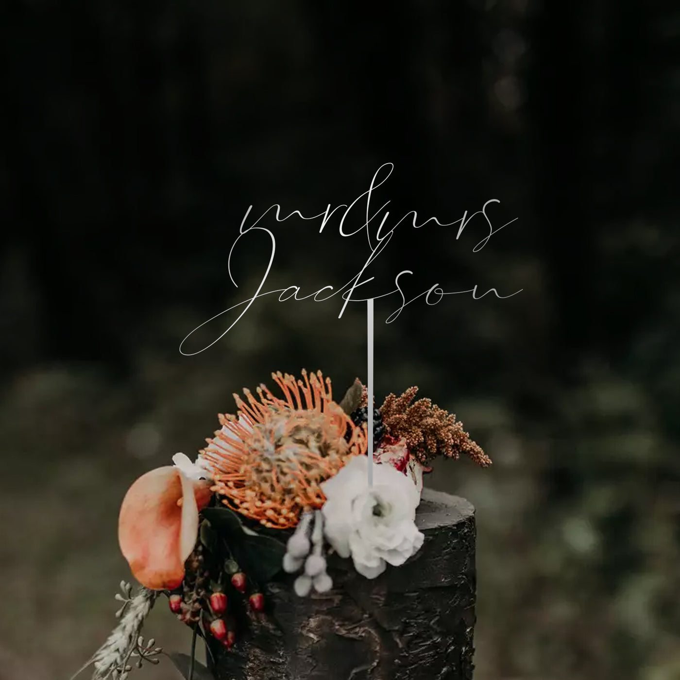 Making Our Mark: Custom Wedding Cake Topper with Personalized Surname and Beautiful Design to Commemorate Our Special Day