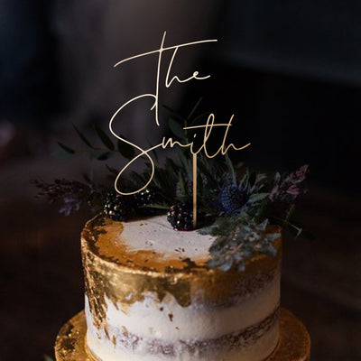Uniquely Ours: Custom Wedding Cake Topper with Personalized Surname and Elegant Design to Celebrate Our Union