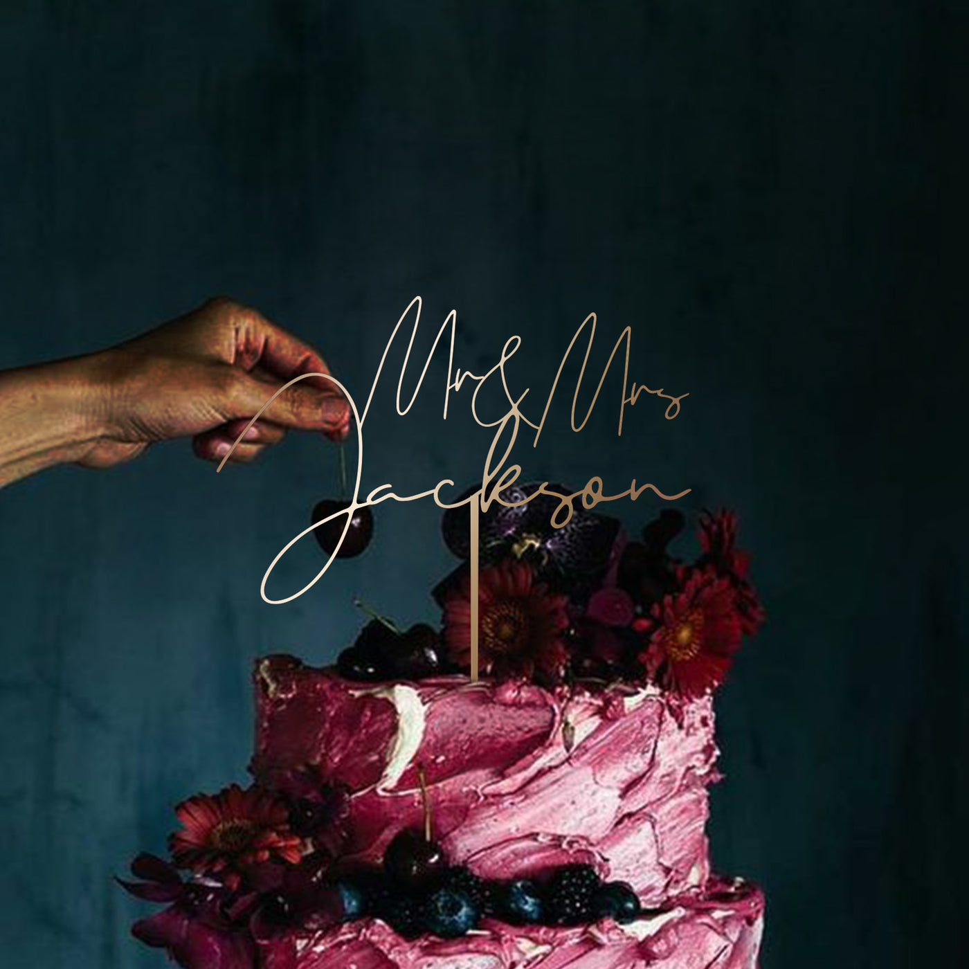 Uniquely Ours: Custom Wedding Cake Topper with Personalized Surname and Elegant Design to Celebrate Our Union