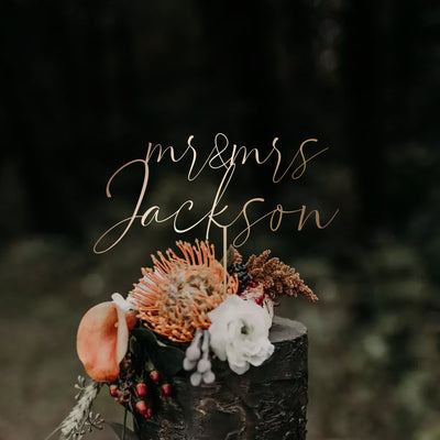 Uniquely Ours: Custom Wedding Cake Topper with Personalized Surname and Elegant Design to Celebrate Our Union