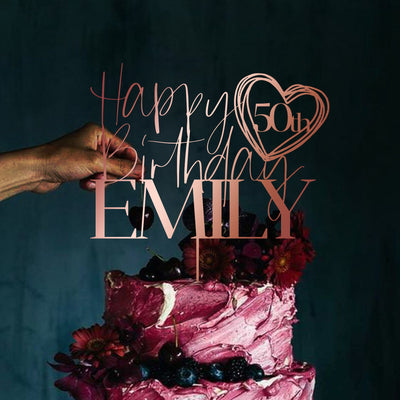 Cake Topper Birthday Custom Personalized Name and Age Happy Birthday Cake Topper - Birthday.