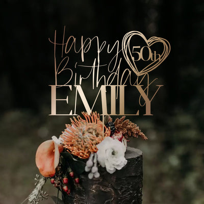 Cake Topper Birthday Custom Personalized Name and Age Happy Birthday Cake Topper - Birthday.