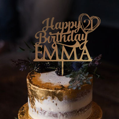 LUXTOMI - Personalized Happy Birthday Name and Age Cake Topper for Anniversary - Customize Your Birthday Party