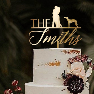 Custom wedding cake toppers with dogs, Rustic wedding cake topper bride and groom names, Funny wedding cake topper with cats by Luxtomi