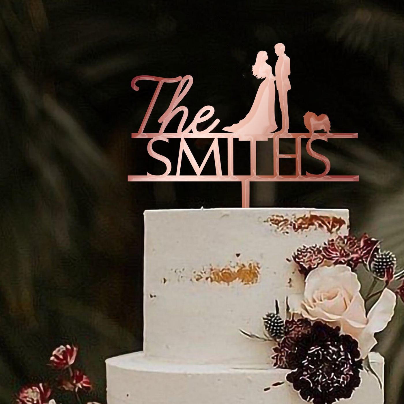 Wedding cake topper bride and groom with dog, Custom wedding cake toppers with pet, Rustic Name cake topper with cat by Luxtomi